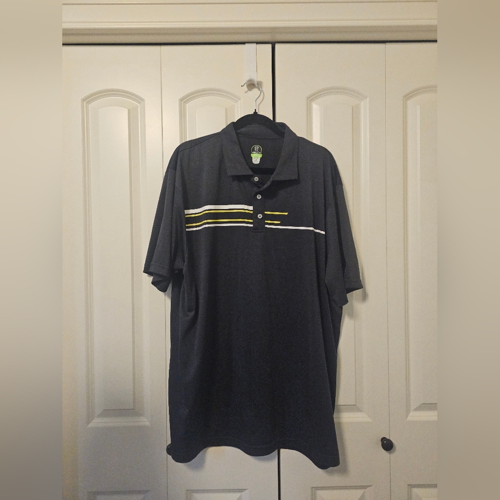 PGA Tour Pro Series Golf Shirt Grey Athletic Fit Polo Vented Back, SZ XXL